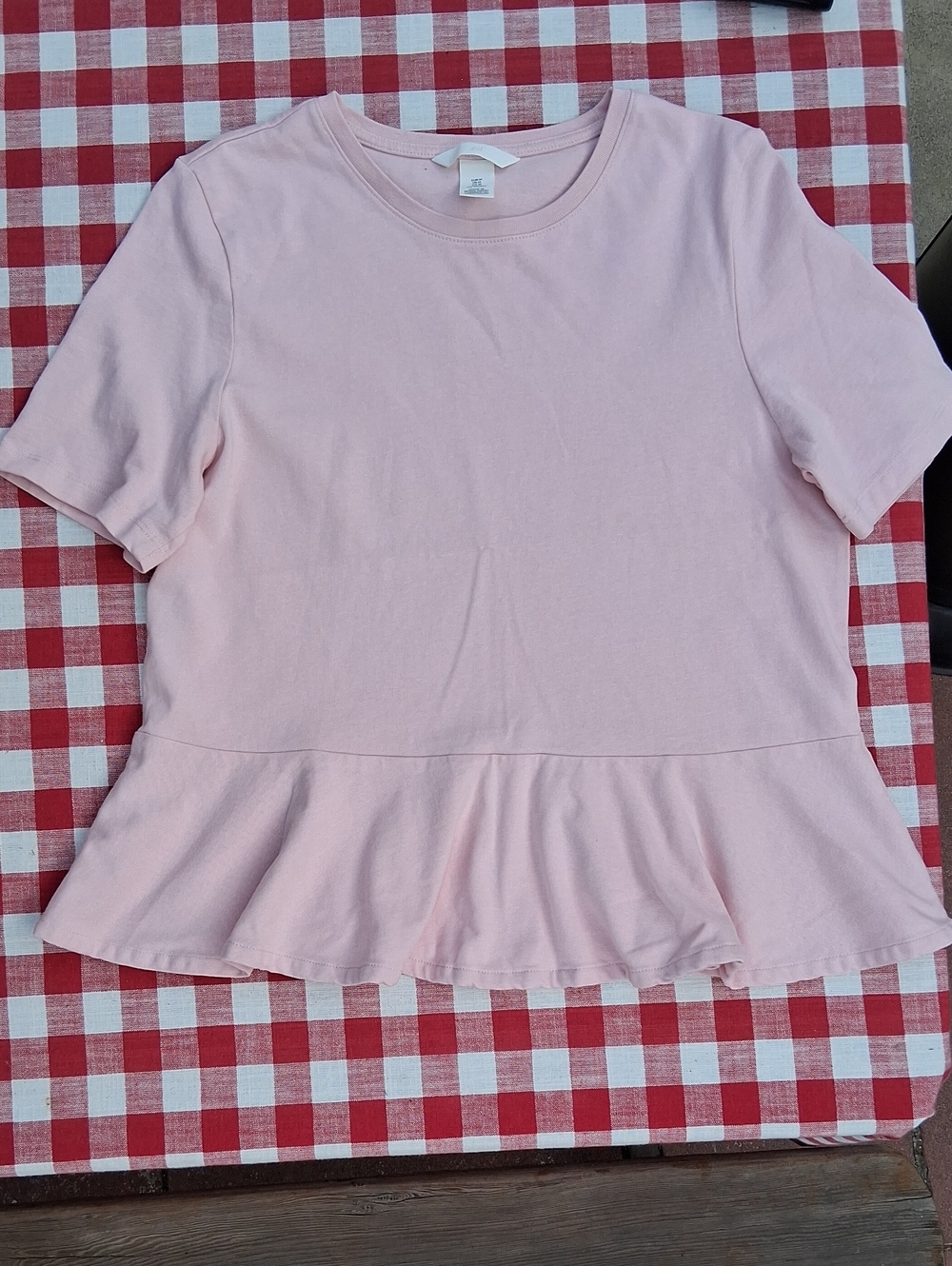 H&M Pale Pink Short Sleeve Peplum Tee